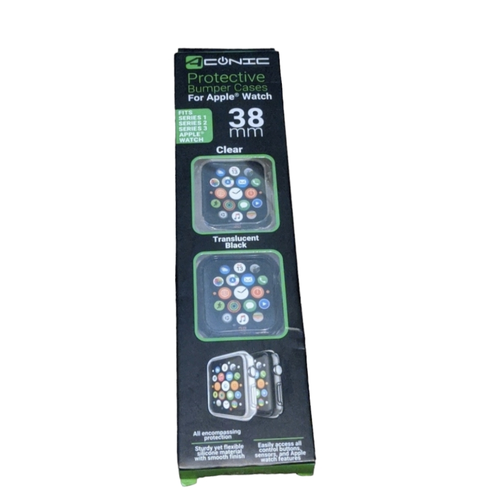 Box Of 2 Aconic Protective Bumper Cases Fits Apple Watch Series 1/2/3 38mm